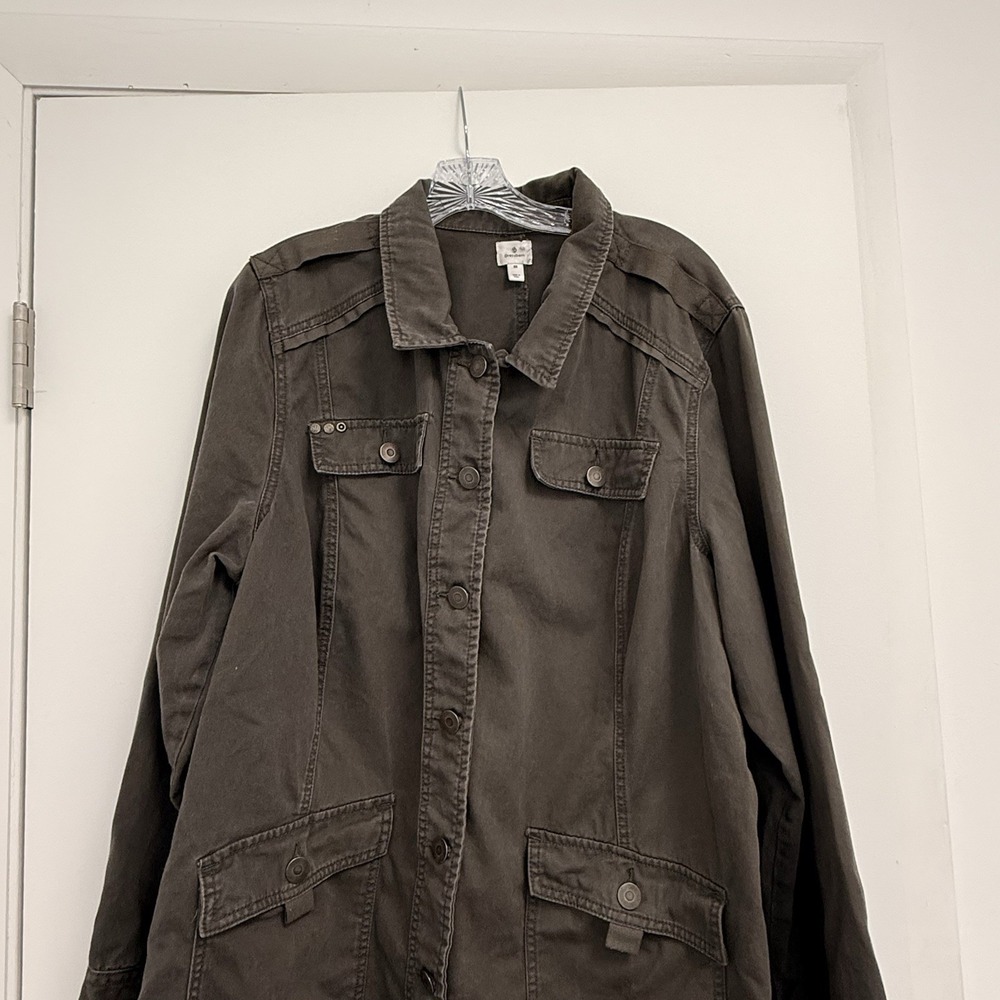 Y2k‎ 2010s Utility Jacket Field Barn Coat 100% Cotton Collar Womens 3X Dark Gray